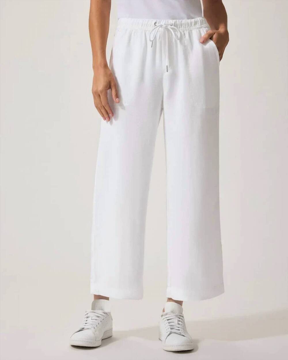 NEW SPLENDID women's angie crop wide leg pant in white